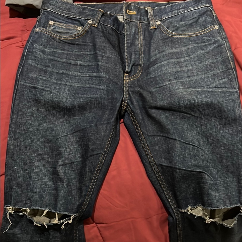 Men's BLK DNM Distressed Blue Jeans